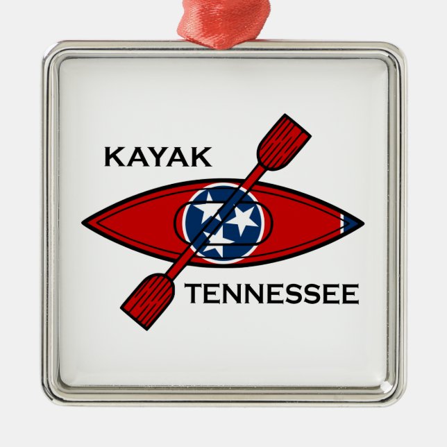 Kayak Tennessee Flag Metal Tree Decoration (Front)