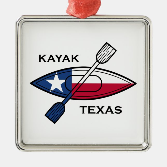 Kayak Texas Flag Metal Tree Decoration (Front)