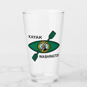 Kayak Washington State Flag Glass