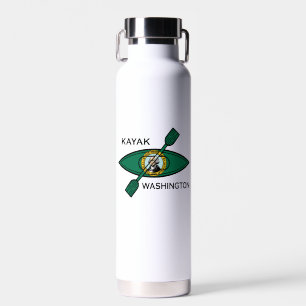 Kayak Washington State Flag Water Bottle
