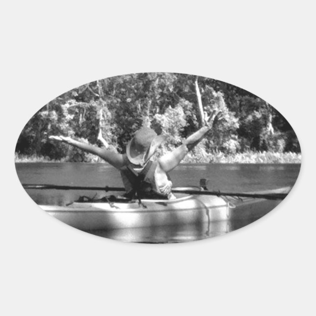 kayak woman oval sticker (Front)