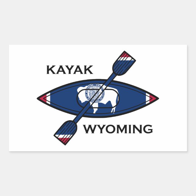 Kayak Wyoming Flag Rectangular Sticker (Front)