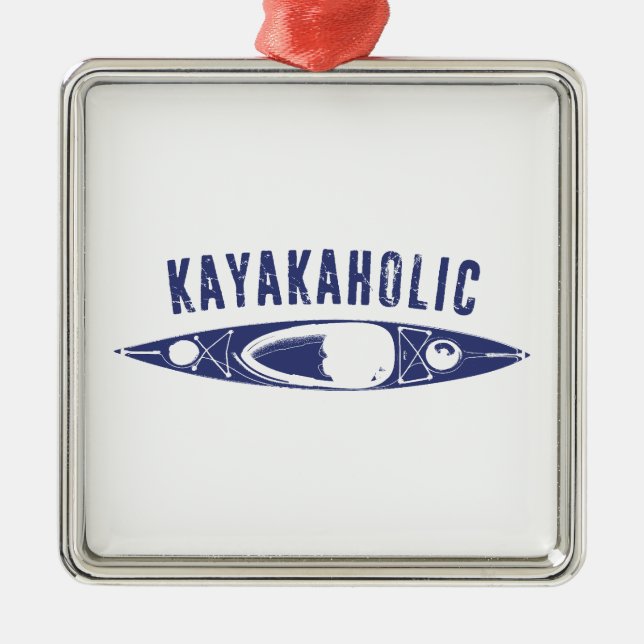 Kayakaholic Metal Tree Decoration (Front)