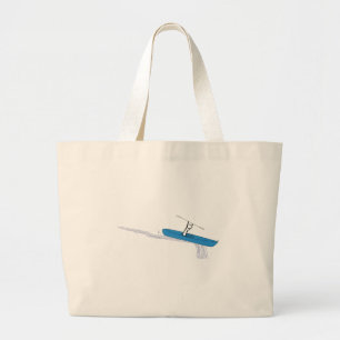 Kayaker on the water large tote bag