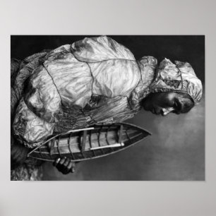 Kayaker wearing water-proof jacket with toy boat poster