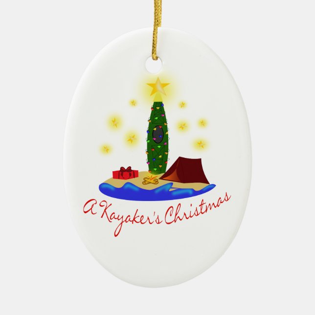KAYAKER'S CHRISTMAS CERAMIC TREE DECORATION (Front)