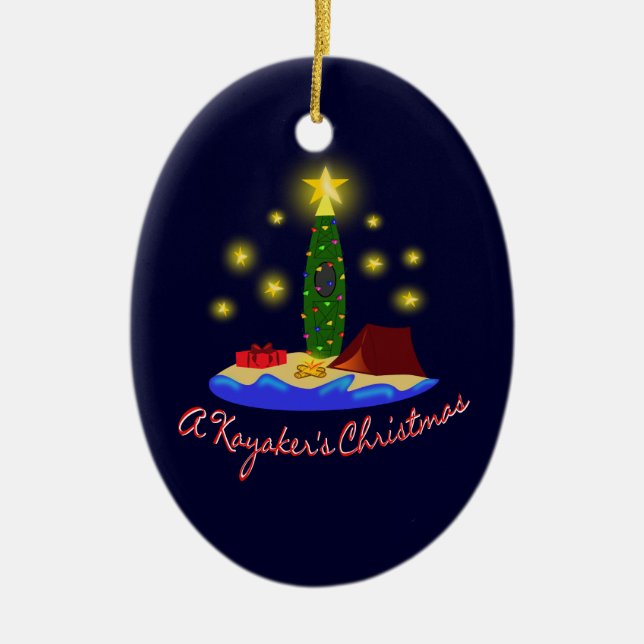 Kayaker's Christmas Ceramic Tree Decoration (Front)