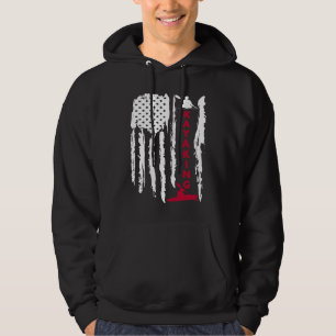 Kayaking American US Flag graphic Kayaker Hoodie