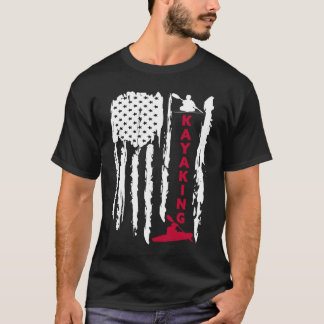 Kayaking American US Flag graphic Kayaker T-Shirt