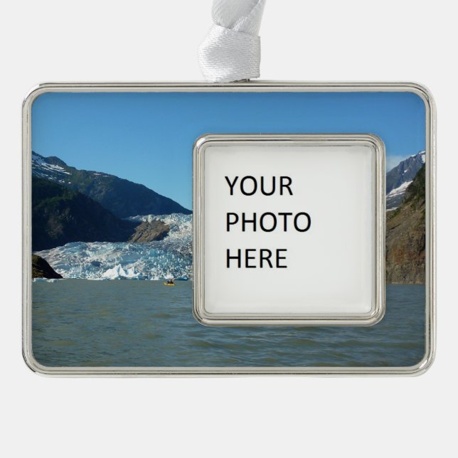 Kayaking at the Mendenhall Glacier Silver Plated Framed Ornament (Front)