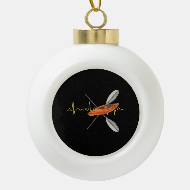 Kayaking Canoeing Ceramic Ball Christmas Ornament (Front)