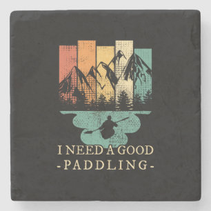 Kayaking Canoeing Retro Stone Coaster