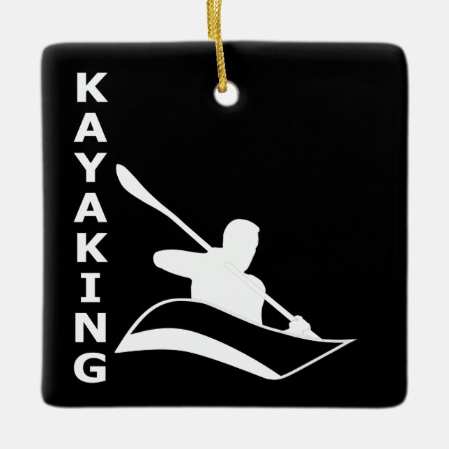 Kayaking Ceramic Ornament (Front)