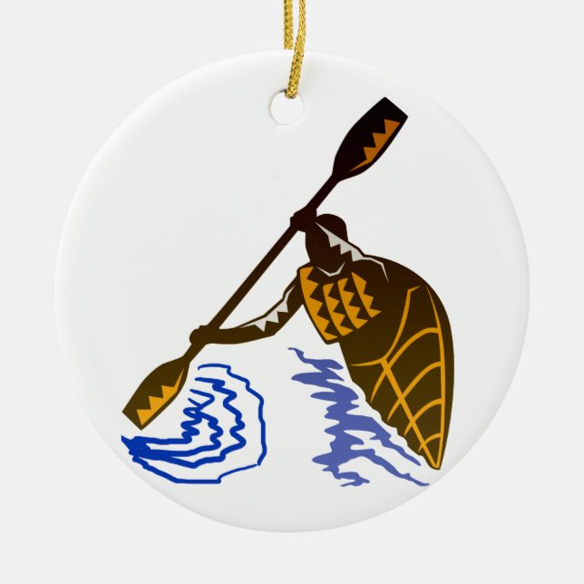 Kayaking Ceramic Tree Decoration (Front)