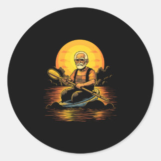 Kayaking Grandpa Kayaker Kayak Canoe Canoeing Classic Round Sticker