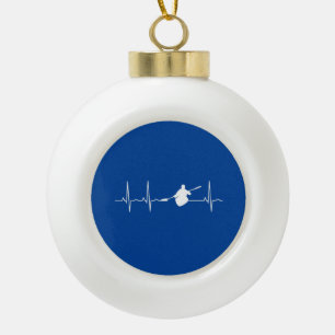 Kayaking Heartbeat Ceramic Ball Christmas Ornament