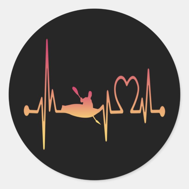Kayaking Heartbeat Classic Round Sticker (Front)