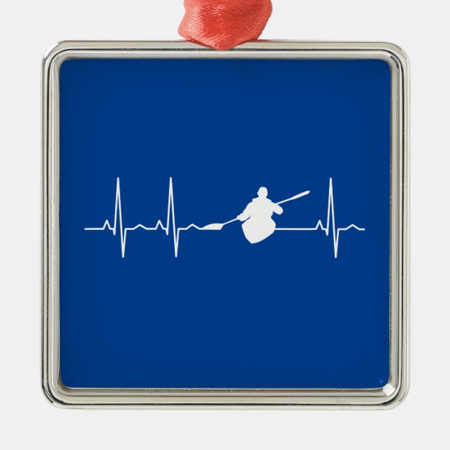 Kayaking Heartbeat Metal Tree Decoration (Front)