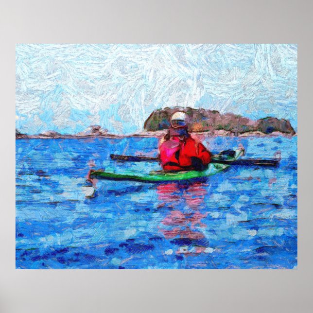 Kayaking in Alaska Barenoff Islands Painterly Poster (Front)