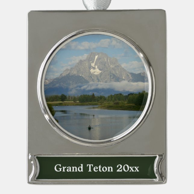 Kayaking in Grand Teton National Park Silver Plated Banner Ornament (Front)