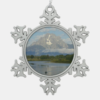Kayaking in Grand Teton National Park Snowflake Pewter Christmas Ornament
