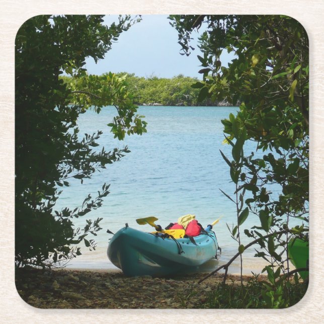 Kayaking in St. Thomas US Virgin Islands Square Paper Coaster (Front)