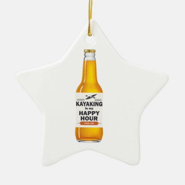 Kayaking Is My Happy Hour Ceramic Tree Decoration (Front)