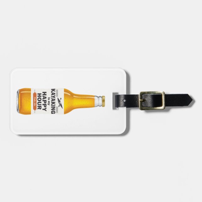 Kayaking Is My Happy Hour Luggage Tag (Front Horizontal)