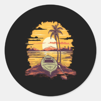 Kayaking Kayak Canoe Beach Kayaker Classic Round Sticker