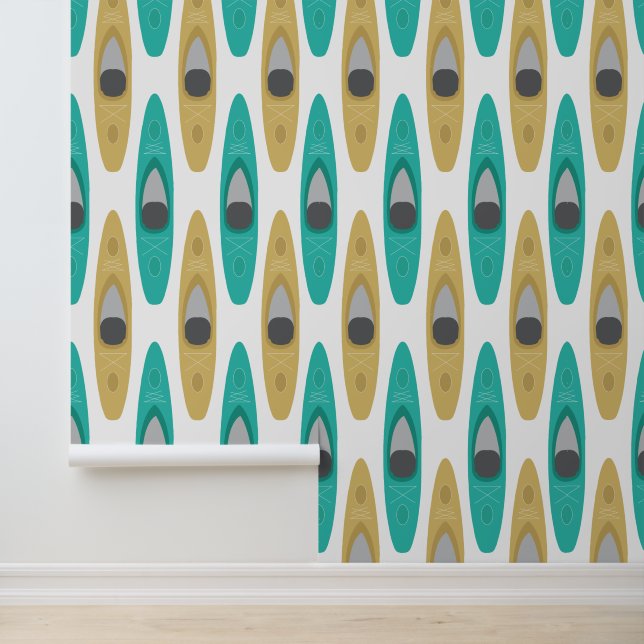 Kayaking Kayak Canoes Pattern Wallpaper (Application)