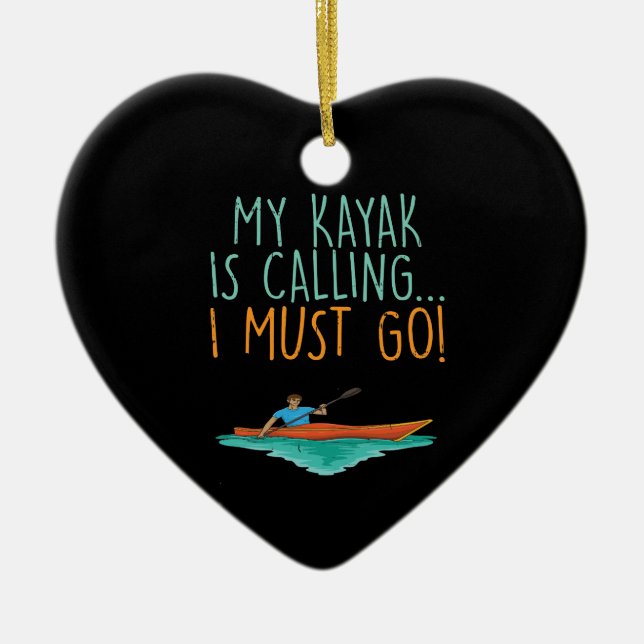 Kayaking Kayak Gift Ceramic Tree Decoration (Front)