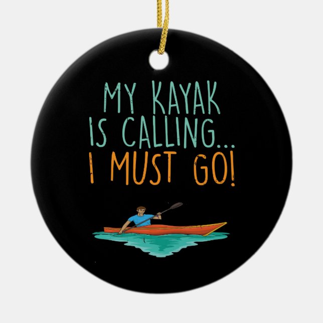 Kayaking Kayak Gift Ceramic Tree Decoration (Front)