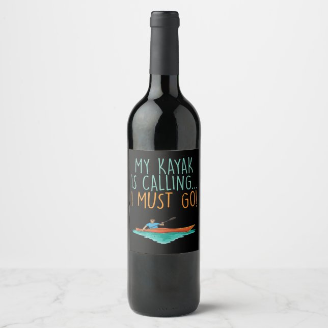 Kayaking Kayak Gift Wine Label (Front)