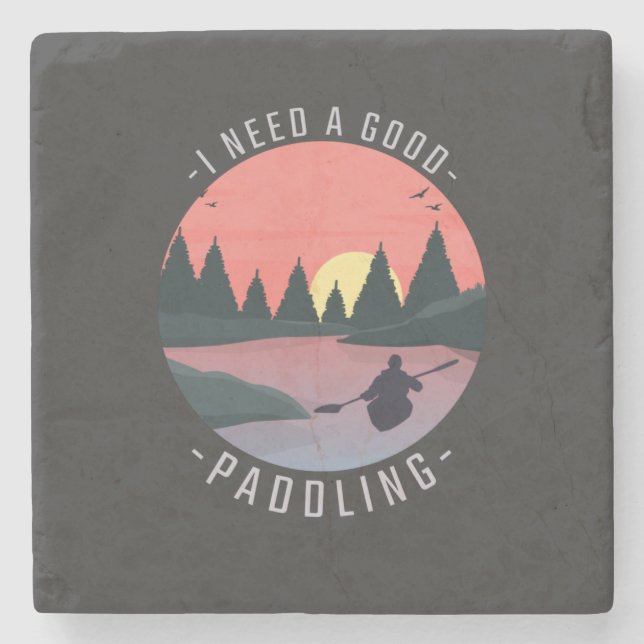 Kayaking Kayak Paddling Stone Coaster (Front)