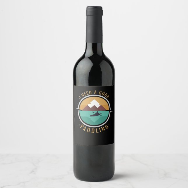 Kayaking Kayak Paddling Wine Label (Front)