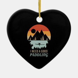 Kayaking Mountains Retro Ceramic Tree Decoration