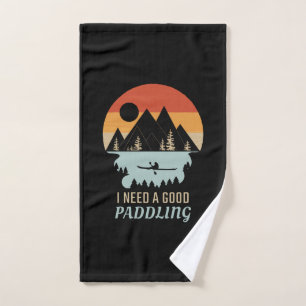 Kayaking Mountains Retro  Hand Towel