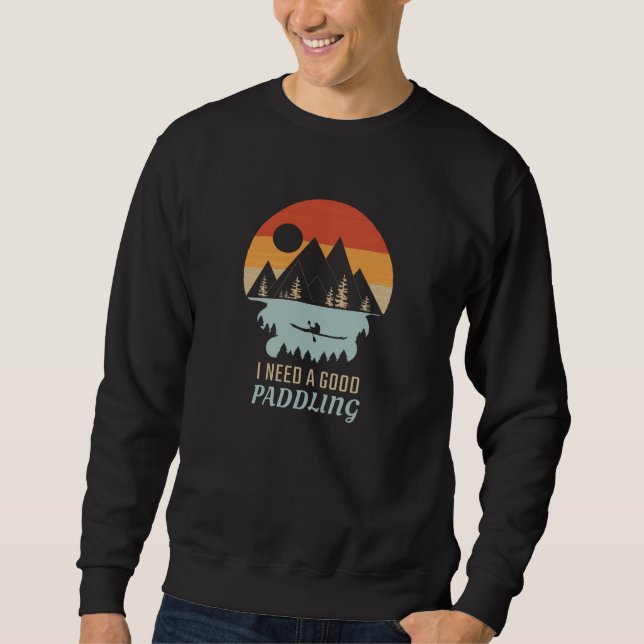 Kayaking Mountains Retro Sweatshirt (Front)
