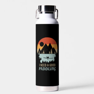Kayaking Mountains Retro Water Bottle