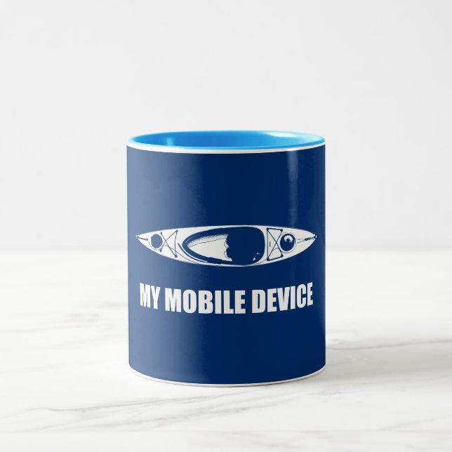 Kayaking, My Mobile Device Two-Tone Coffee Mug (Center)