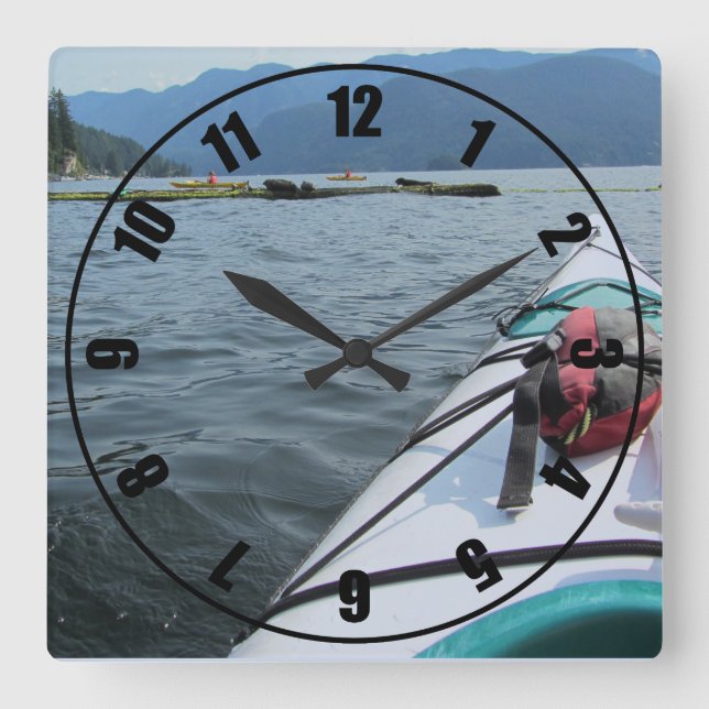Kayaking on the Ocean Square Wall Clock (Front)