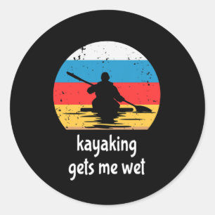 Kayaking Paddling Boating Retro Vintage Kayak Classic Round Sticker