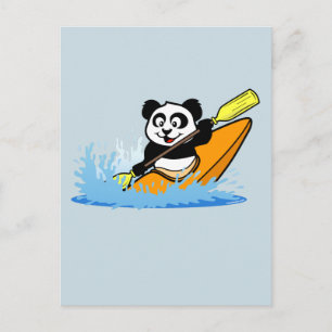 Kayaking Panda Postcard