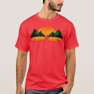 Kayaking Retro Vaporwave Sunset Canoeing Kayak  T-Shirt