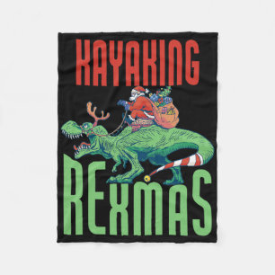 Kayaking Rexmas T-rex Dinosaur Christmas Holiday K Fleece Blanket