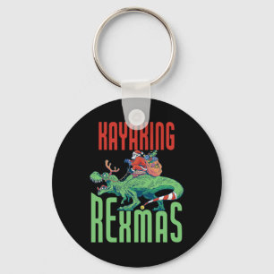 Kayaking Rexmas T-rex Dinosaur Christmas Holiday K Key Ring