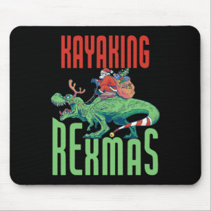 Kayaking Rexmas T-rex Dinosaur Christmas Holiday K Mouse Pad