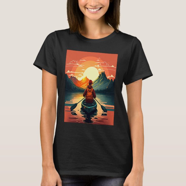 Kayaking River Camper River Boating In Sunset  2 T-Shirt (Front)