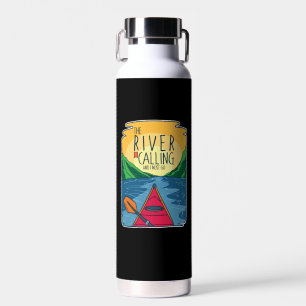 Kayaking - River Is Calling And I Must Go Water Bottle