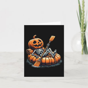 Kayaking Skeleton Funny Halloween Kayak Card